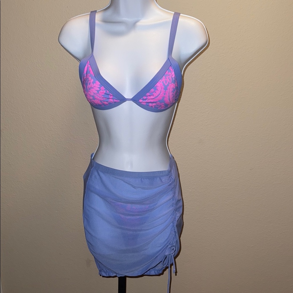 NWOT TiniBikini Purple and Pink Bikini Swimsuit 3 Piece Set Size L